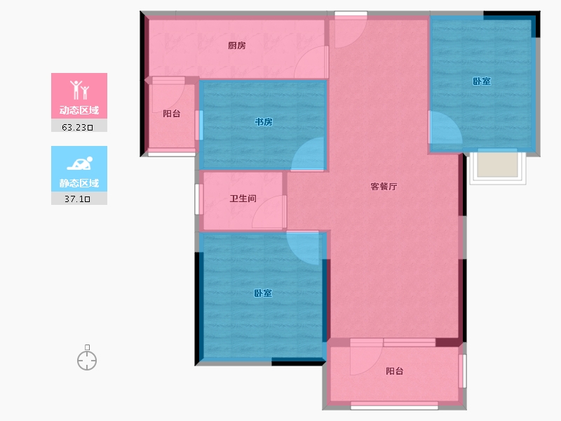 河南省-信阳市-东方今典·中央城-90.89-户型库-动静分区