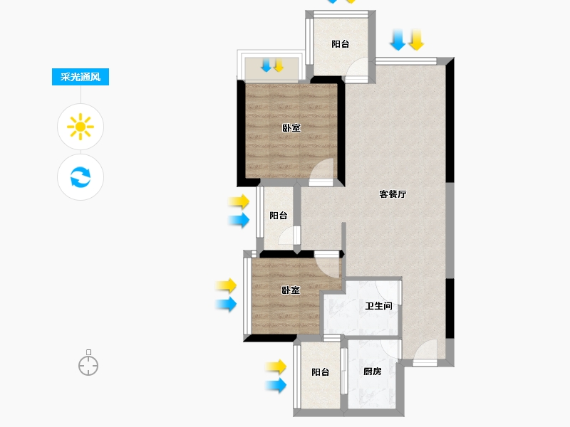 广东省-深圳市-珑门名苑-60.19-户型库-采光通风