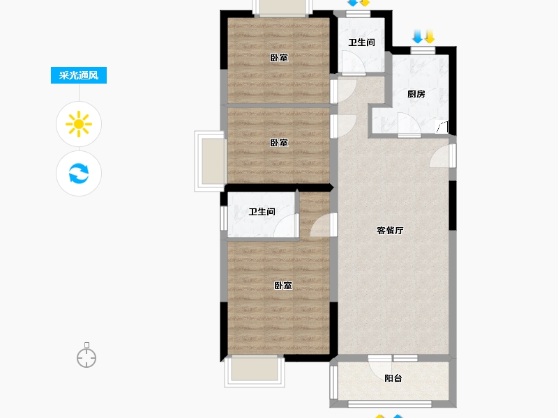 湖北省-武汉市-北辰优+国际青年互动特区-78.01-户型库-采光通风