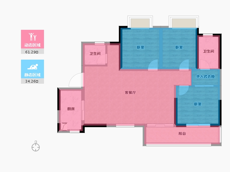 湖南省-岳阳市-美的金科郡-85.22-户型库-动静分区