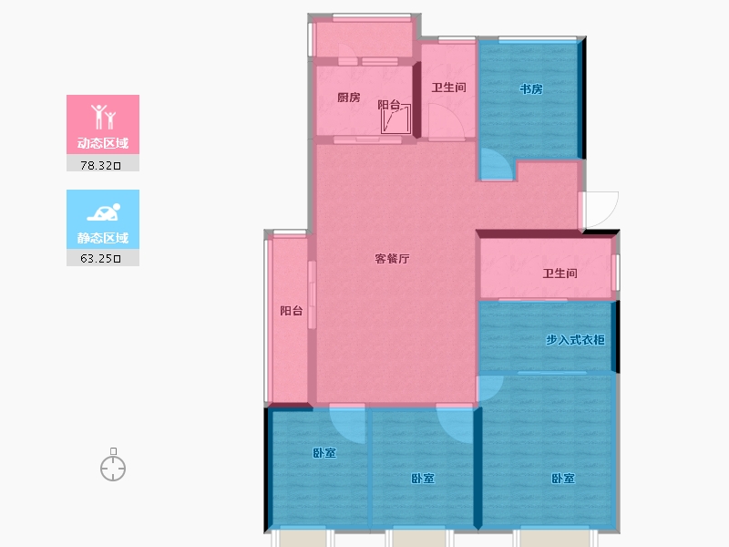 湖南省-长沙市-弘阳昕悦府-128.00-户型库-动静分区