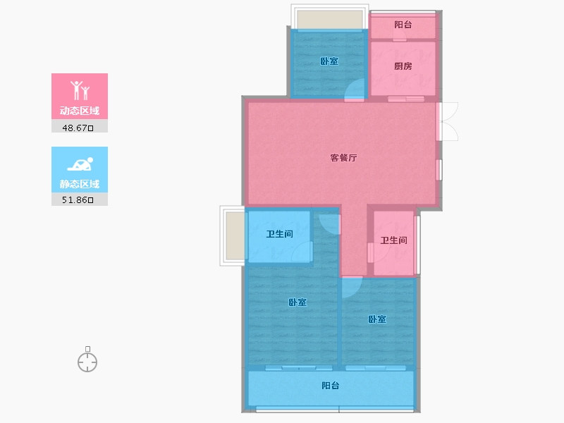 广东省-珠海市-翠湖香山·百合苑-90.50-户型库-动静分区