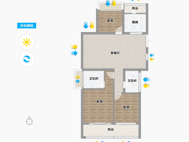 广东省-珠海市-翠湖香山·百合苑-90.50-户型库-采光通风