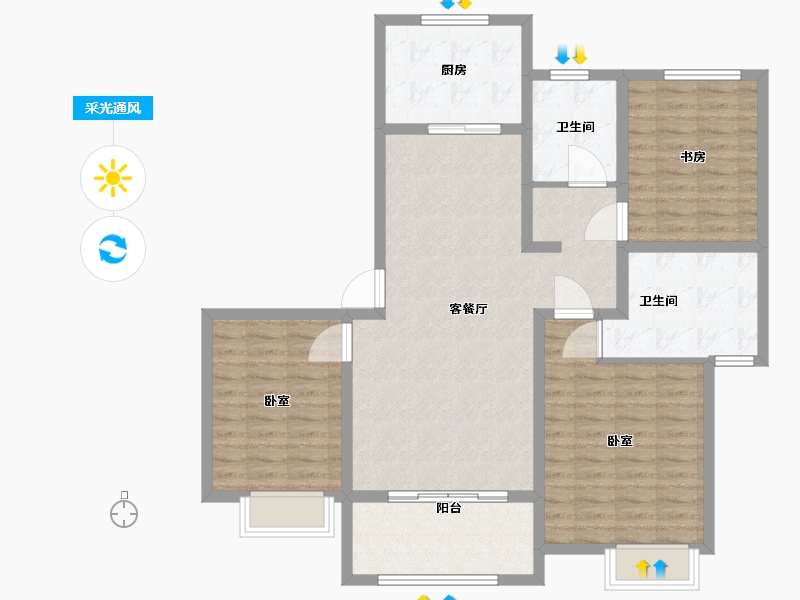 河南省-周口市-国控湖园大境-108.01-户型库-采光通风