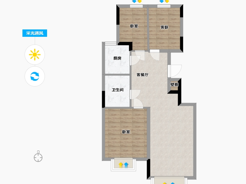 辽宁省-辽阳市-沈阳恒大文化旅游城-72.80-户型库-采光通风