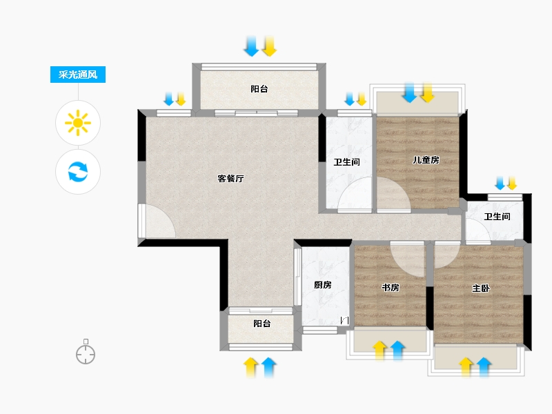 广东省-珠海市-第首未来港-78.00-户型库-采光通风