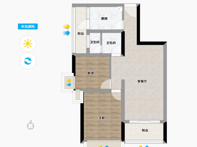 广东省-珠海市-峰泽轩-58.28-户型库-采光通风