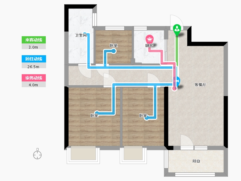 湖北省-武汉市-北辰优+国际青年互动特区-66.89-户型库-动静线