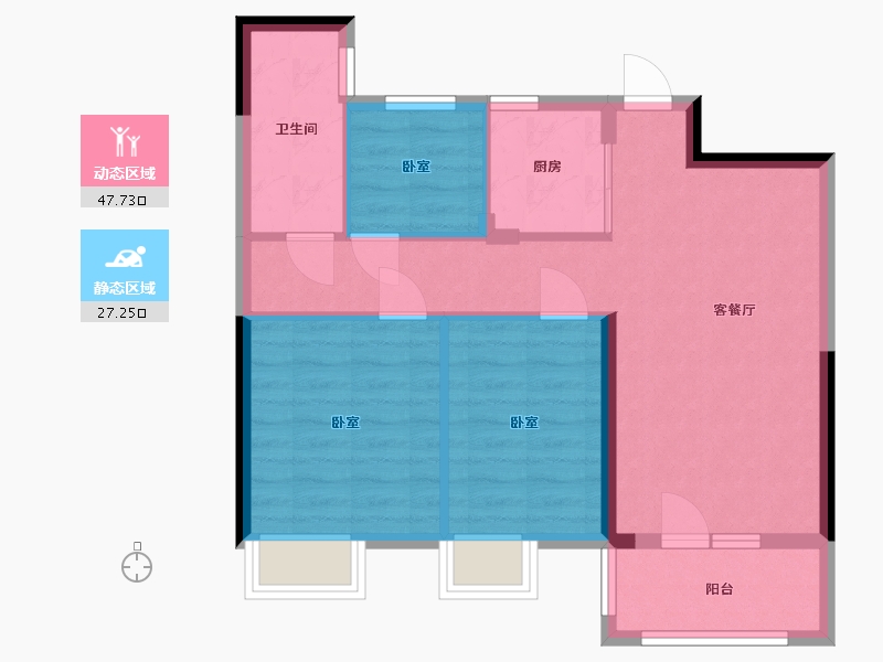 湖北省-武汉市-北辰优+国际青年互动特区-66.89-户型库-动静分区