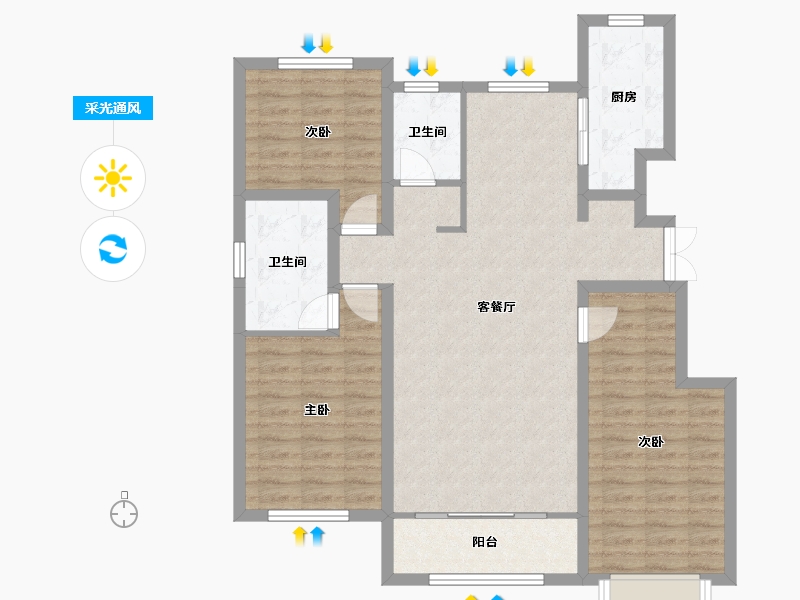 天津-天津市-金泰丽湾-99.07-户型库-采光通风