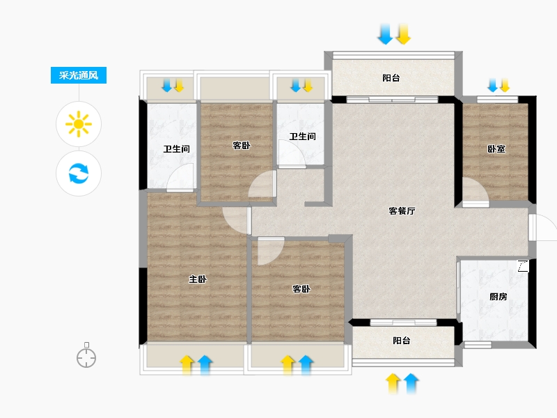 广东省-珠海市-时代·香海彼岸-98.00-户型库-采光通风