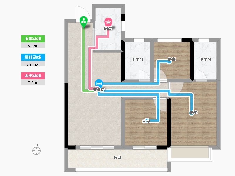 湖南省-长沙市-阳光城·联利·悦澜府-82.00-户型库-动静线