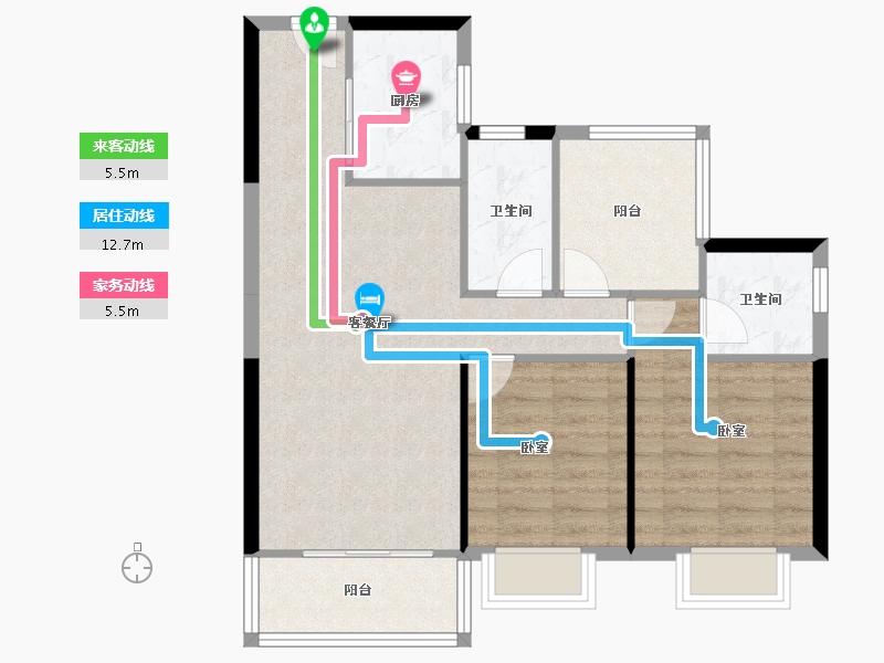 广东省-珠海市-碧桂园·华发香洲府-73.48-户型库-动静线