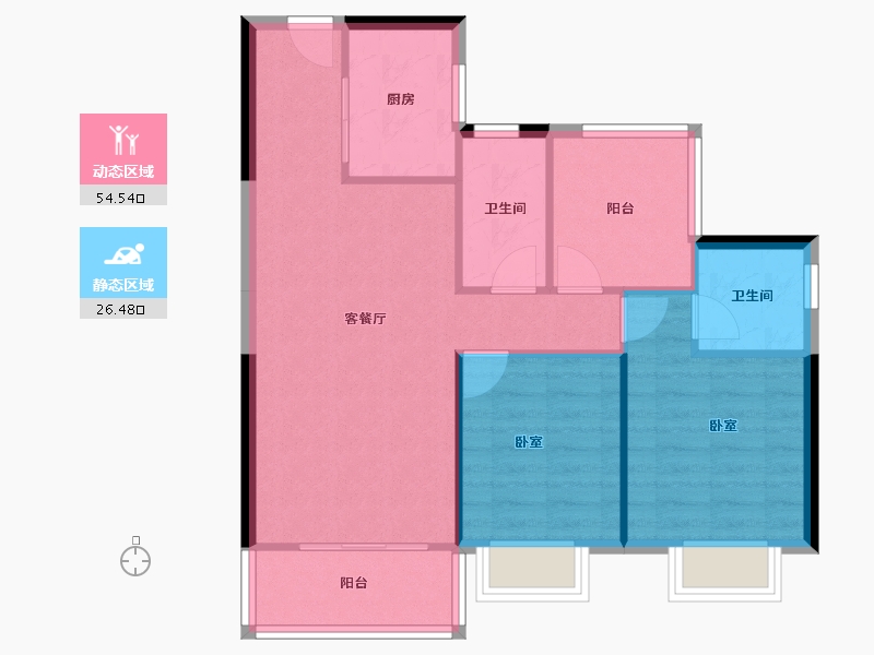 广东省-珠海市-碧桂园·华发香洲府-73.48-户型库-动静分区