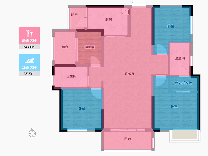 湖南省-岳阳市-美的金科郡-97.30-户型库-动静分区