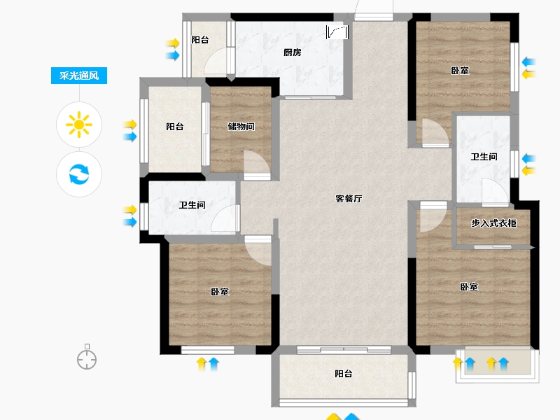 湖南省-岳阳市-美的金科郡-97.30-户型库-采光通风