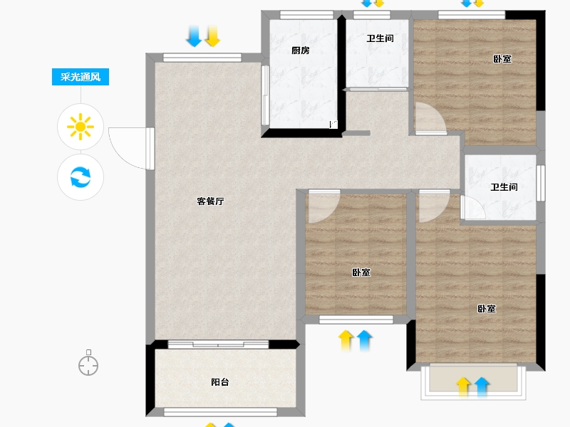 河南省-许昌市-恒达·水岸学府-101.00-户型库-采光通风