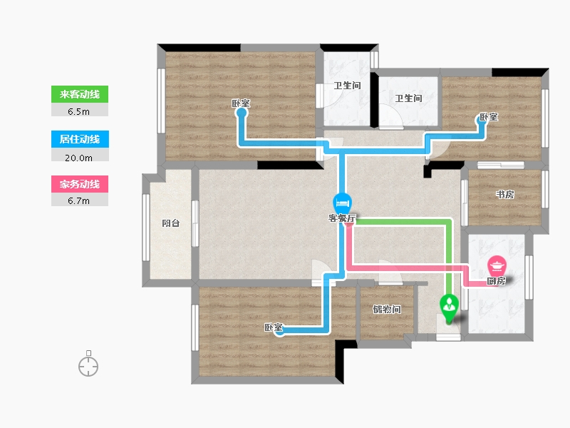 湖南省-长沙市-万科里梅溪郡-103.87-户型库-动静线