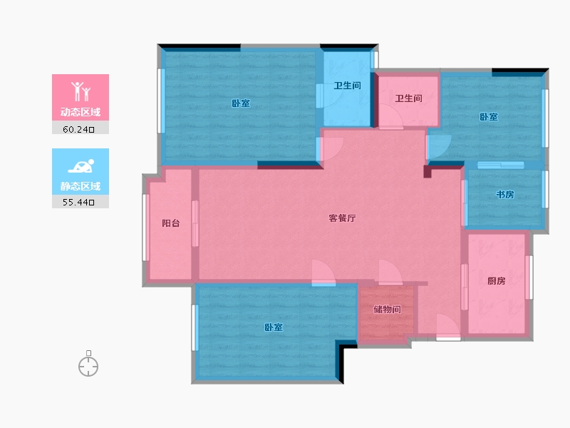 湖南省-长沙市-万科里梅溪郡-103.87-户型库-动静分区