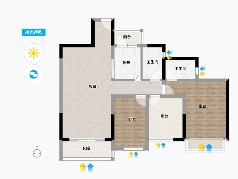 广东省-佛山市-碧桂园联丰天汇湾-89.15-户型库-采光通风