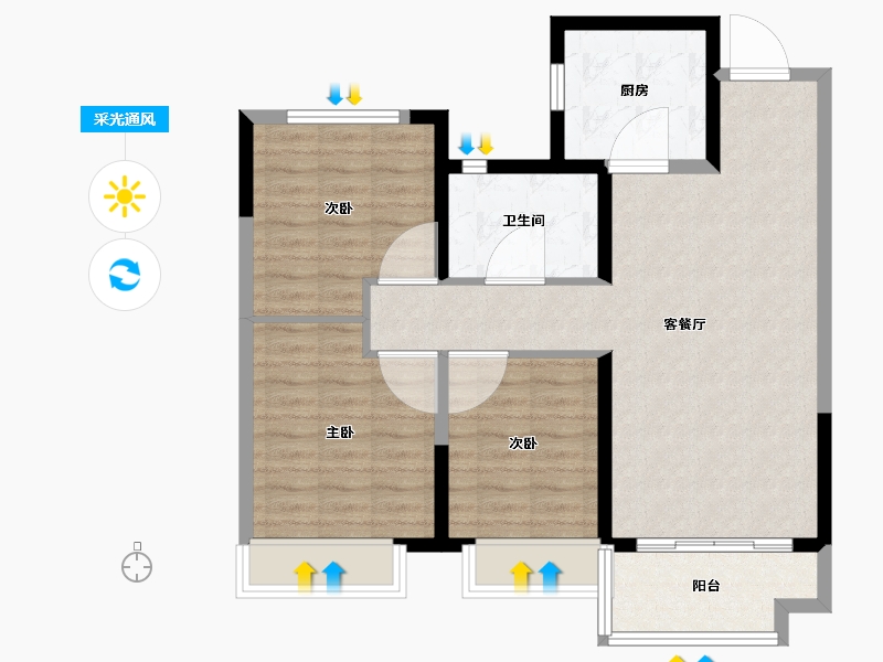 山东省-潍坊市-金科集美天宸-83.00-户型库-采光通风