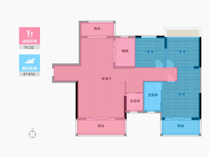 湖南省-常德市-六合清华圆-106.81-户型库-动静分区