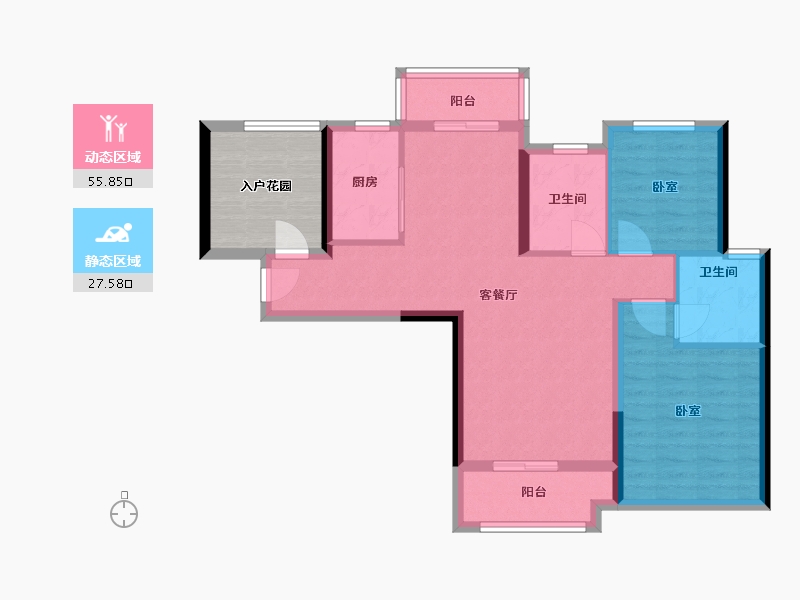 湖南省-长沙市-卓越蔚蓝城邦-81.93-户型库-动静分区