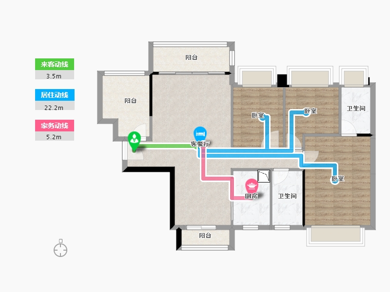 广东省-广州市-碧桂园凤凰湾-94.18-户型库-动静线