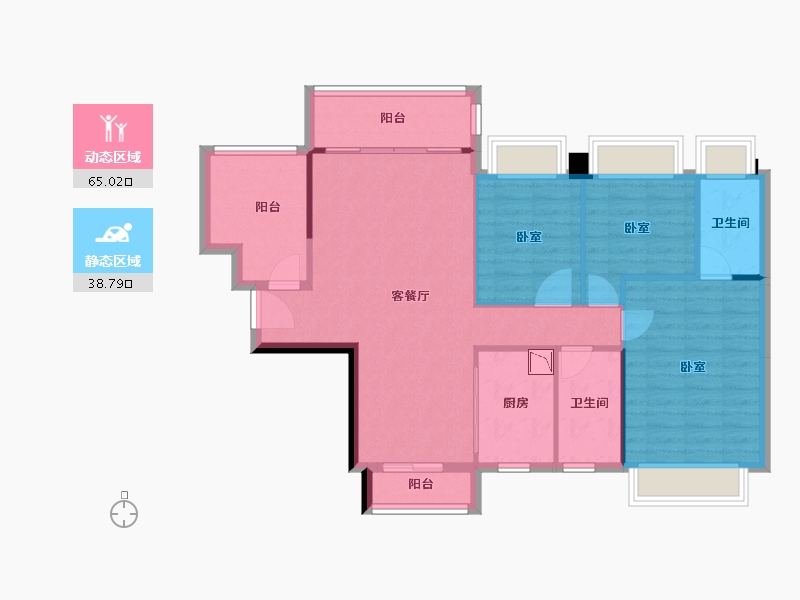 广东省-广州市-碧桂园凤凰湾-94.18-户型库-动静分区