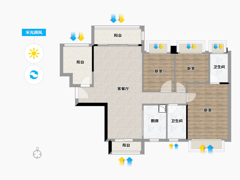 广东省-广州市-碧桂园凤凰湾-94.18-户型库-采光通风