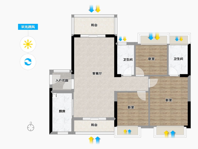 广东省-广州市-华海·山屿海-92.54-户型库-采光通风