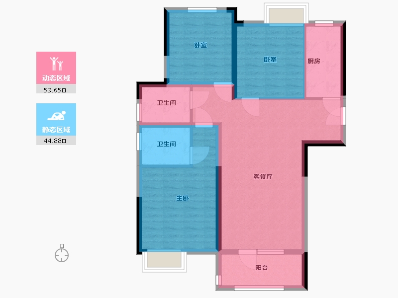 湖北省-武汉市-北辰优+国际青年互动特区-88.00-户型库-动静分区