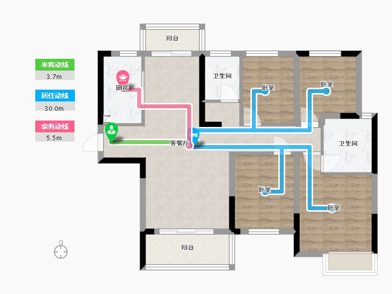 湖南省-长沙市-中建•璟和城-91.74-户型库-动静线