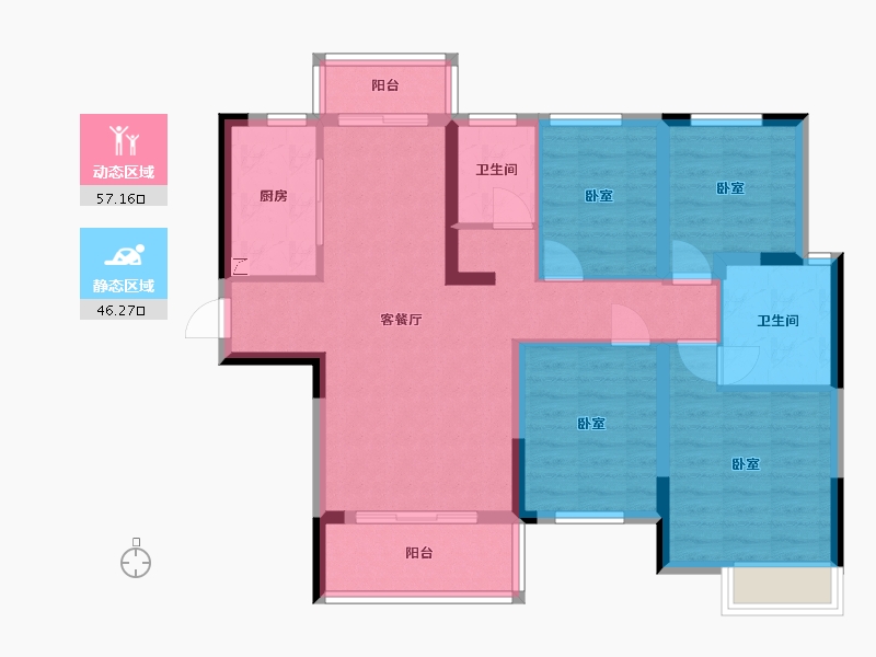 湖南省-长沙市-中建•璟和城-91.74-户型库-动静分区