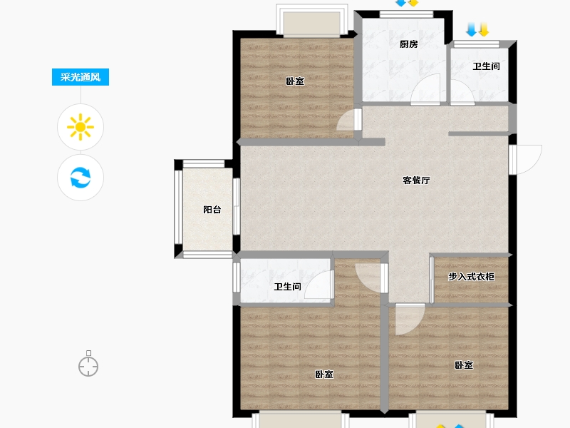 河南省-许昌市-广杰 · 澜溪公馆-105.23-户型库-采光通风