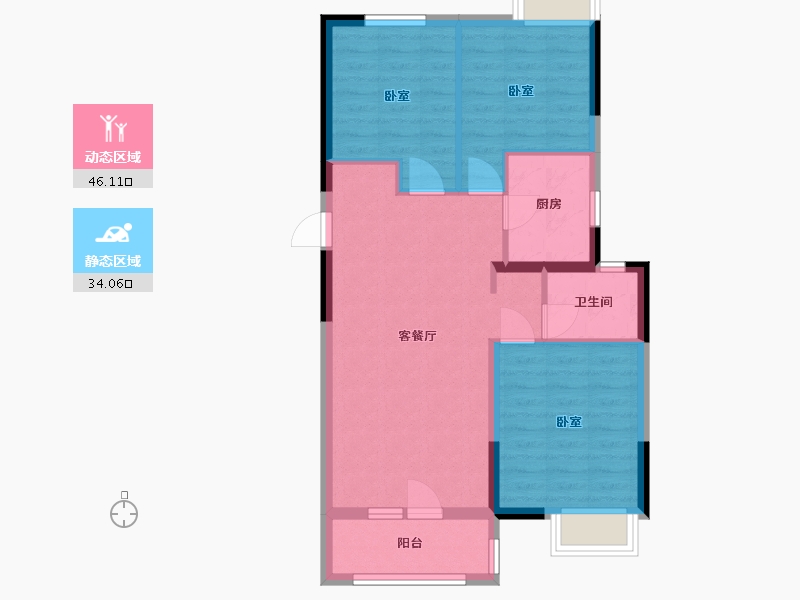 湖北省-武汉市-北辰优+国际青年互动特区-71.87-户型库-动静分区