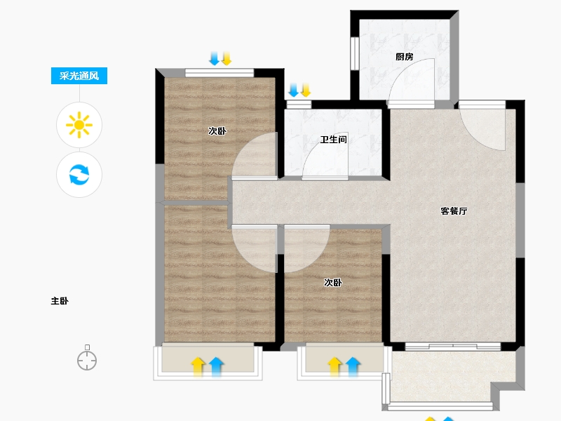 山东省-潍坊市-金科集美天宸-80.00-户型库-采光通风