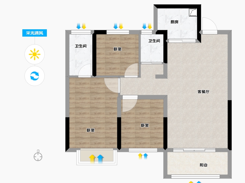 河南省-许昌市-恒达·水岸学府-81.00-户型库-采光通风