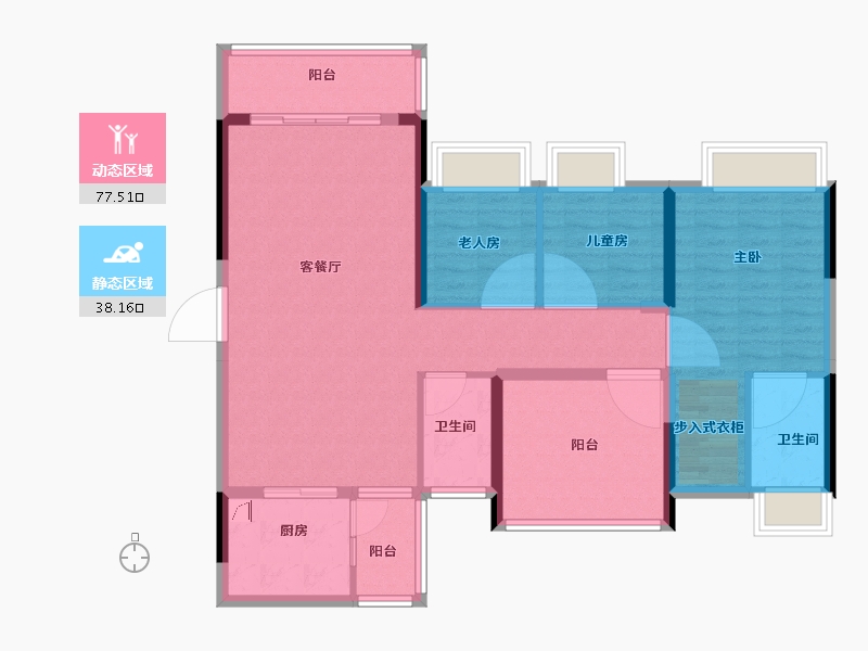 广东省-佛山市-碧桂园联丰天汇湾-104.00-户型库-动静分区