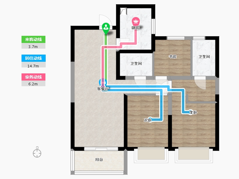 陕西省-西安市-融创天朗南长安街壹号-77.56-户型库-动静线