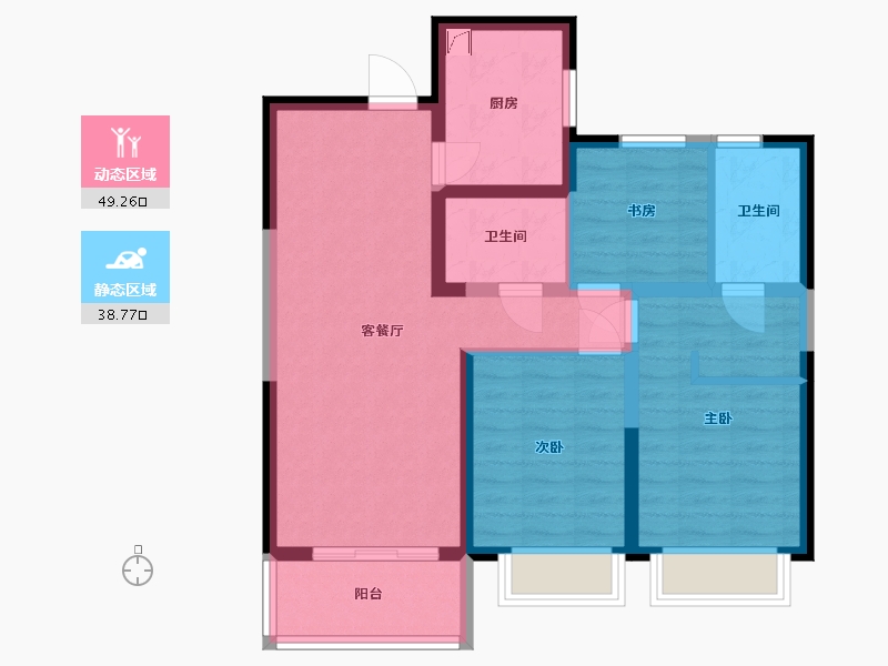 陕西省-西安市-融创天朗南长安街壹号-77.56-户型库-动静分区