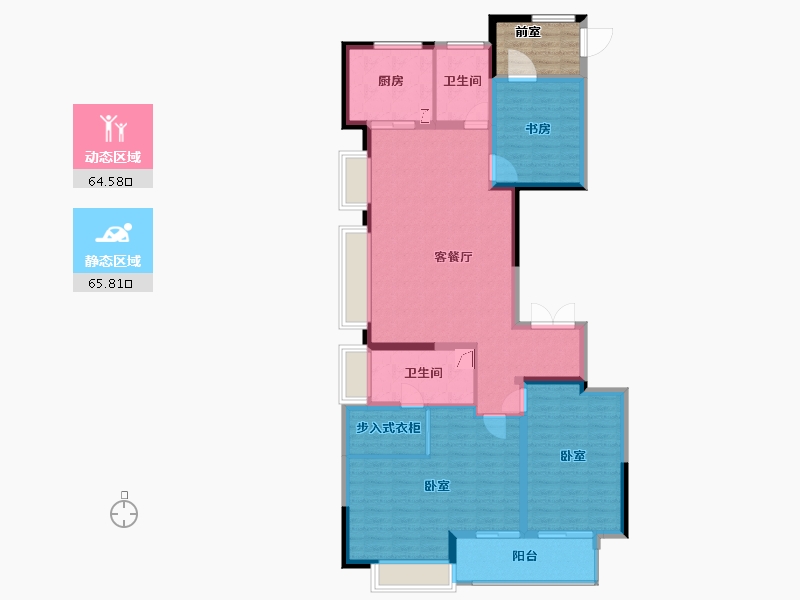 湖北省-武汉市-当代中锐万国府MOMΛ-123.22-户型库-动静分区