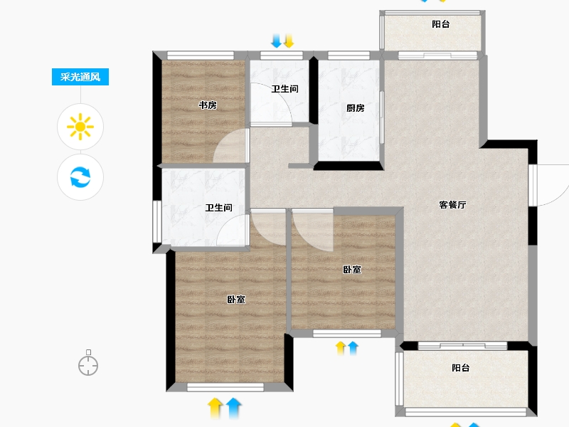 广东省-珠海市-新力湾-88.00-户型库-采光通风