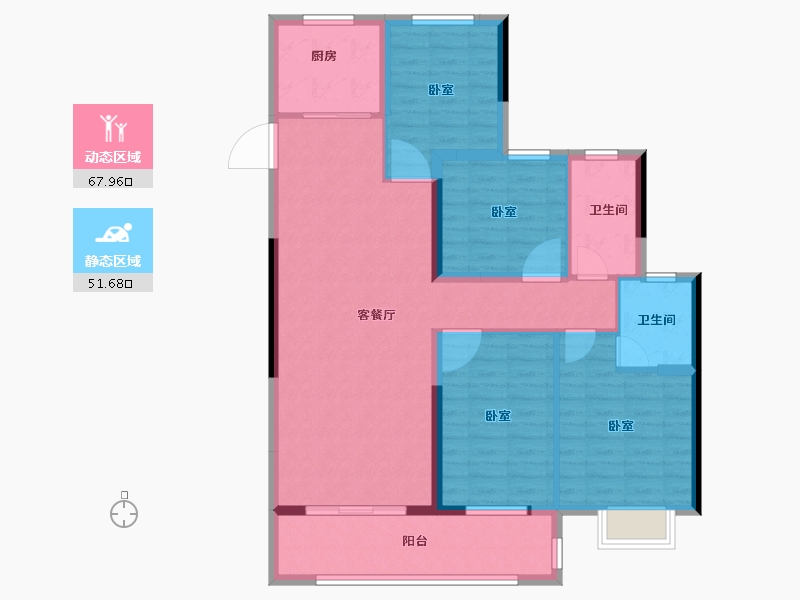 湖南省-长沙市-澳海澜庭·谷山府-107.80-户型库-动静分区