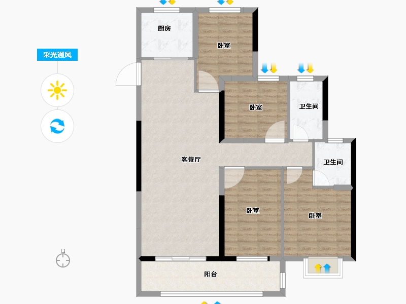 湖南省-长沙市-澳海澜庭·谷山府-107.80-户型库-采光通风