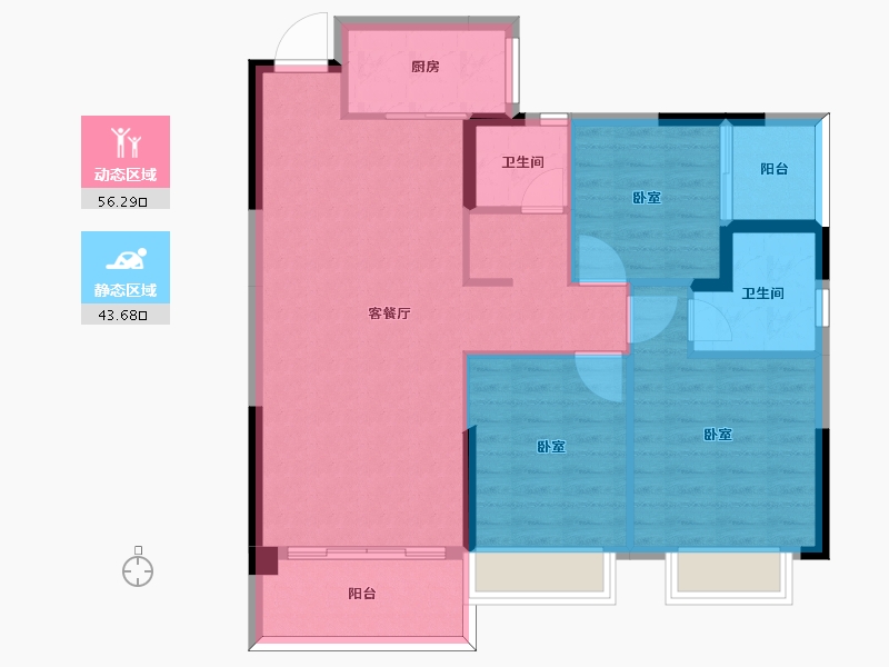 湖南省-郴州市-东升丹桂园-90.47-户型库-动静分区