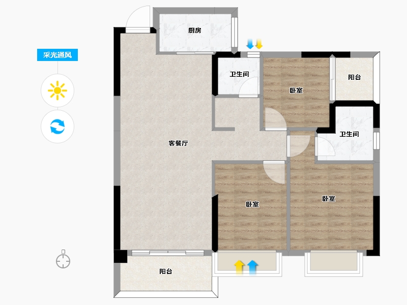 湖南省-郴州市-东升丹桂园-90.47-户型库-采光通风