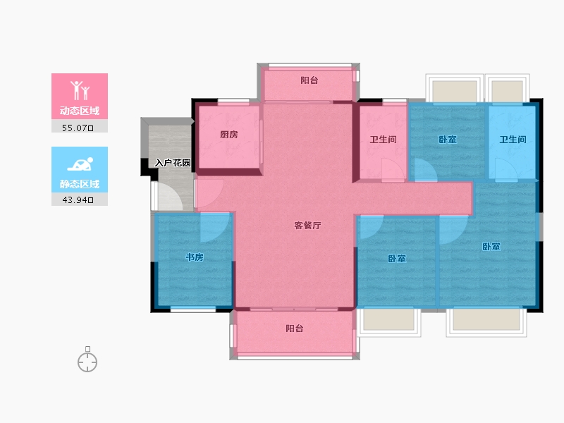 广东省-广州市-融创书院豪庭-94.09-户型库-动静分区