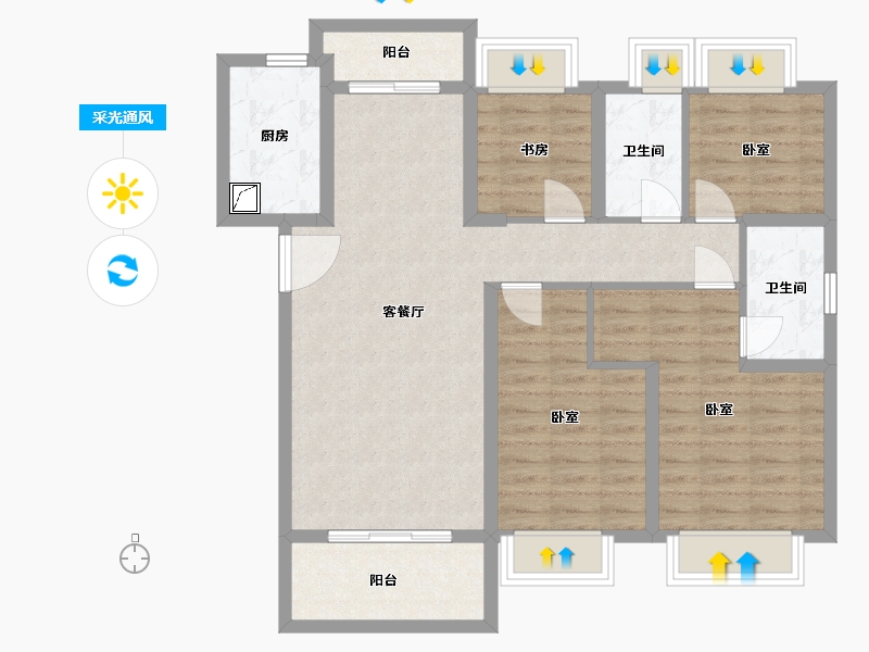 湖北省-武汉市-建发金茂玺悦-94.50-户型库-采光通风