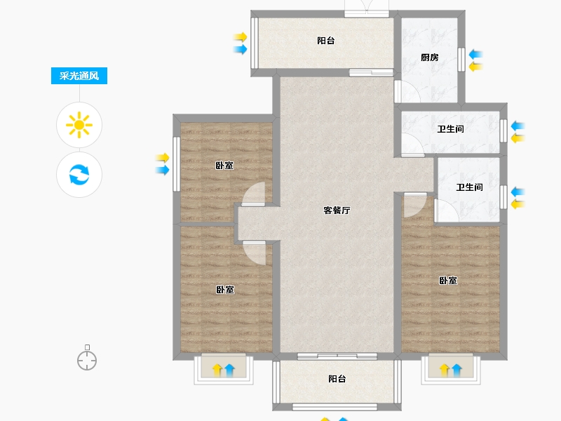 湖南省-常德市-御院国际名苑-107.87-户型库-采光通风